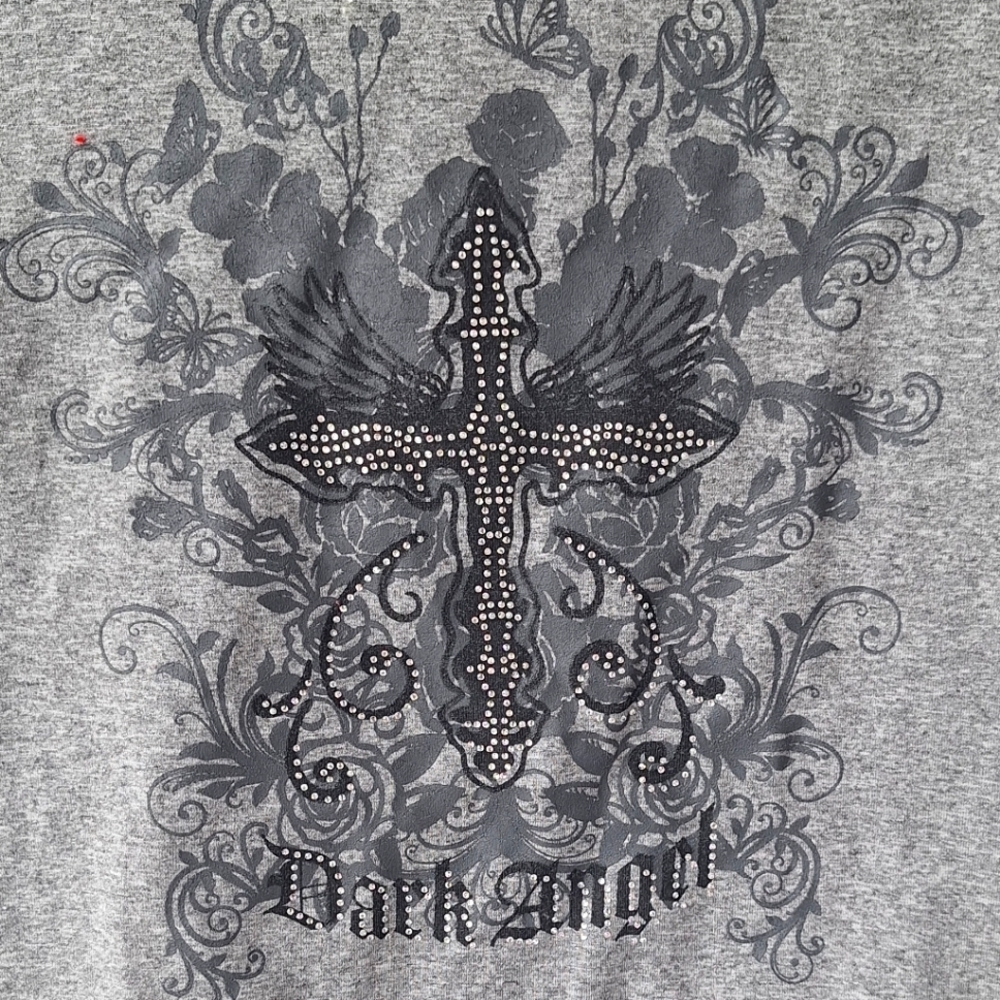 Orange Kiss "Dark Angel" Gray Women's T-shirt Size L NWT - Picture 3 of 5